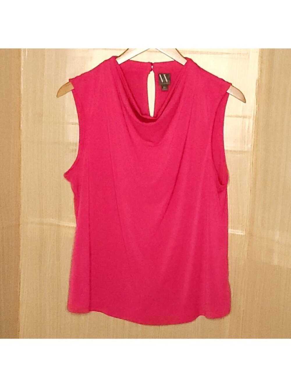 Worthington Womens Plus Hot Pink Drape Neck Sleeveless Stretchy Top 0X